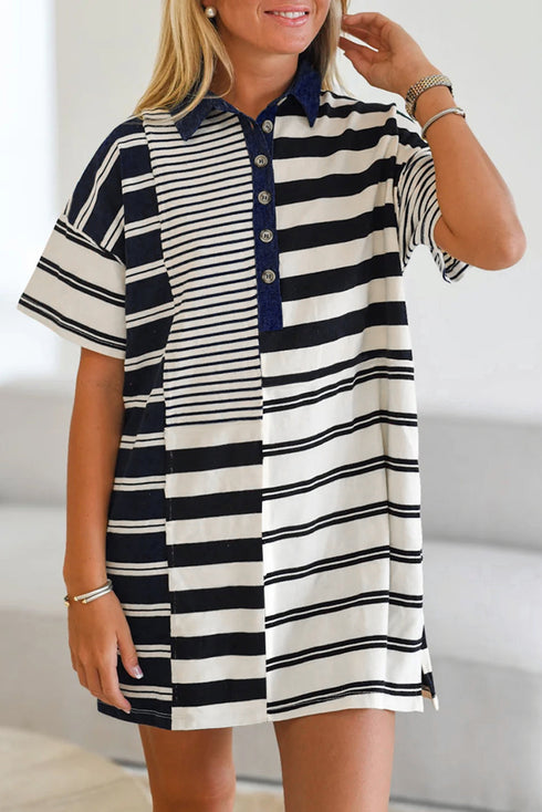 The Isabella Stripe Half Placket Polo T Shirt Ensemble