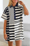 The Isabella Stripe Half Placket Polo T Shirt Ensemble