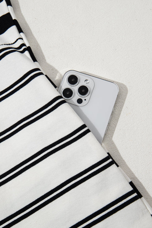 The Isabella Stripe Half Placket Polo T Shirt Ensemble