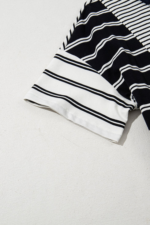 The Isabella Stripe Half Placket Polo T Shirt Ensemble