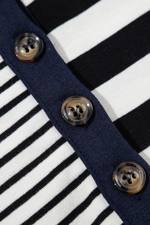 The Isabella Stripe Half Placket Polo T Shirt Ensemble