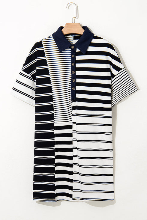 The Isabella Stripe Half Placket Polo T Shirt Ensemble