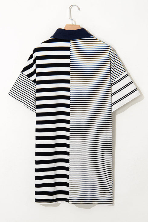 The Isabella Stripe Half Placket Polo T Shirt Ensemble