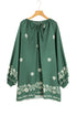 The Isabella Tie Neck Boho Floral Pattern Puff Sleeve Shift Ensemble