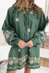 The Isabella Tie Neck Boho Floral Pattern Puff Sleeve Shift Ensemble