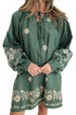 The Isabella Tie Neck Boho Floral Pattern Puff Sleeve Shift Ensemble