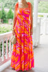 The Magnolia Stroll Knotted Shoulder Abstract Maxi Dress