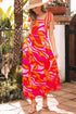 The Magnolia Stroll Knotted Shoulder Abstract Maxi Dress