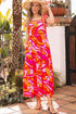 The Magnolia Stroll Knotted Shoulder Abstract Maxi Dress