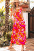 The Magnolia Stroll Knotted Shoulder Abstract Maxi Dress