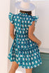 The Retro Floral Print Split Neck Ruffle Short Sleeve Dress