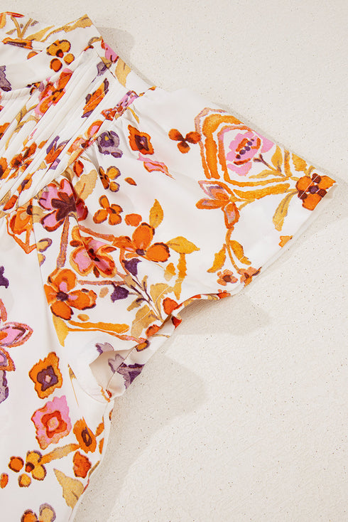The Savannah Charm Ruffled Flutter Sleeve Floral Mini Dress