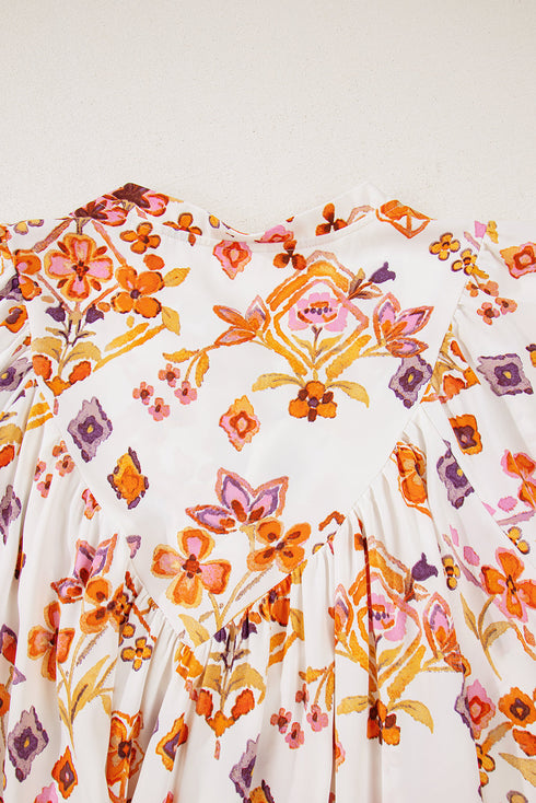 The Savannah Charm Ruffled Flutter Sleeve Floral Mini Dress