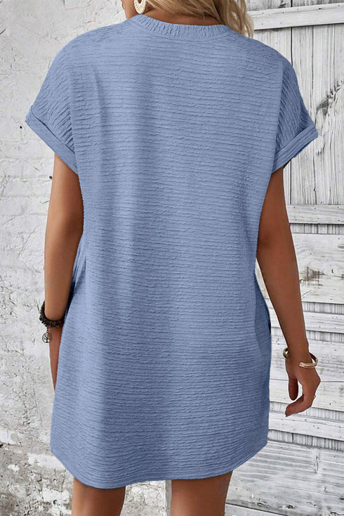 The Solid Color Textu Crinkle Short Sleeve T Shirt Dress
