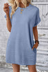 The Solid Color Textu Crinkle Short Sleeve T Shirt Dress