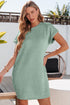 The Solid Color Textu Crinkle Short Sleeve T Shirt Dress