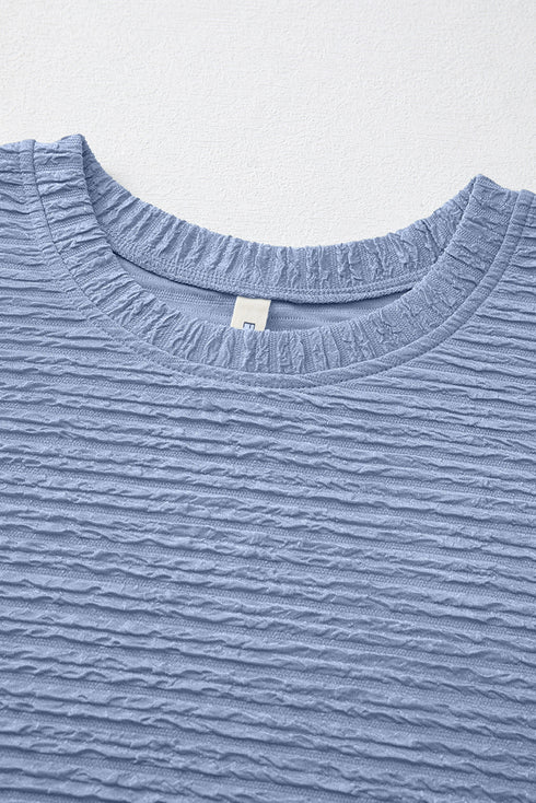 The Solid Color Textu Crinkle Short Sleeve T Shirt Dress