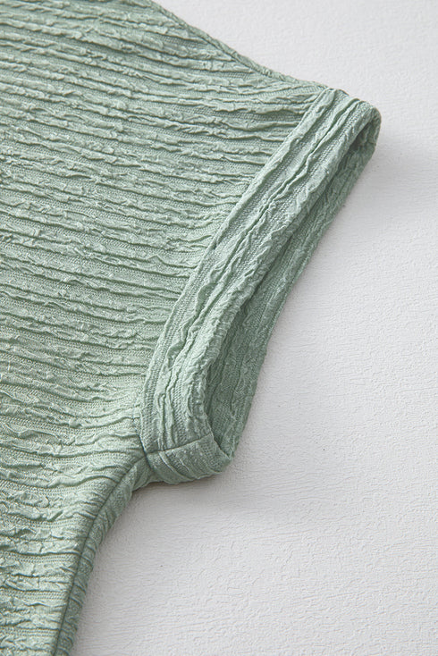 The Solid Color Textu Crinkle Short Sleeve T Shirt Dress