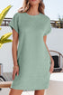 The Solid Color Textu Crinkle Short Sleeve T Shirt Dress