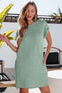 The Solid Color Textu Crinkle Short Sleeve T Shirt Dress