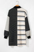 The Stripe Colorblock Knit Henley Collar Shift Long Sleeve Mini Dress