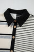 The Stripe Colorblock Knit Henley Collar Shift Long Sleeve Mini Dress
