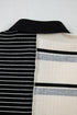 The Stripe Colorblock Knit Henley Collar Shift Long Sleeve Mini Dress