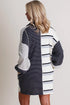 The Stripe Colorblock Knit Henley Collar Shift Long Sleeve Mini Dress