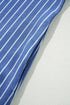 The Stripe Frilly Split Neck Shir Ruffle Sleeve Short Shift Dress
