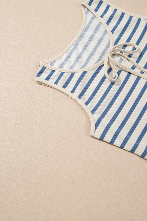 The Veranda Striped Tie-Neck Midi Dress