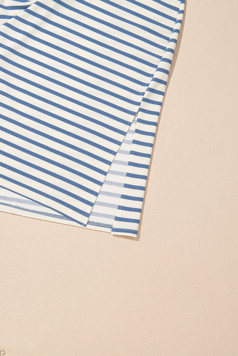 The Veranda Striped Tie-Neck Midi Dress