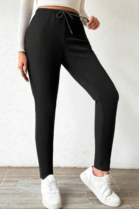 Thermal Fleece Lined Drawstring High Waist Leggings