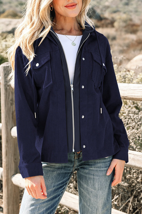 Thermal Knit Textured Two In One Hooded Jacket