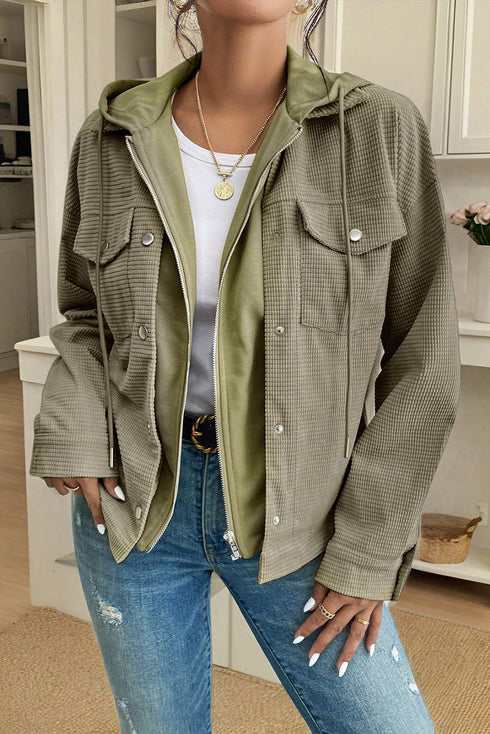 Thermal Knit Textured Two In One Hooded Jacket