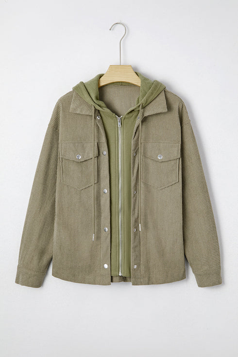 Thermal Knit Textured Two In One Hooded Jacket