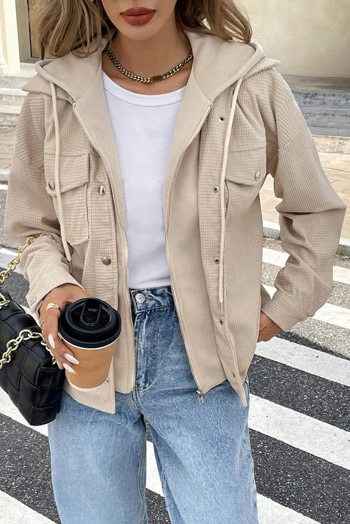 Thermal Knit Textured Two In One Hooded Jacket
