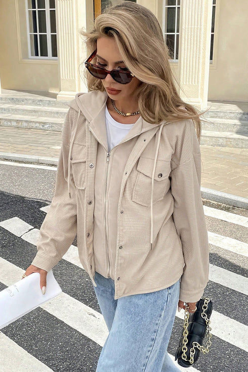 Thermal Knit Textured Two In One Hooded Jacket