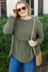 Thermal Ribbed Knit Babydoll Flare Long Sleeve Top