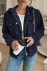 Thermal Waffle Two In One Hoodie Insert Snap Front Collared Flap Pocket Jacket
