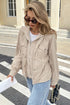 Thermal Waffle Two In One Hoodie Insert Snap Front Collared Flap Pocket Jacket