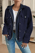 Thermal Waffle Two In One Hoodie Insert Snap Front Collared Flap Pocket Jacket
