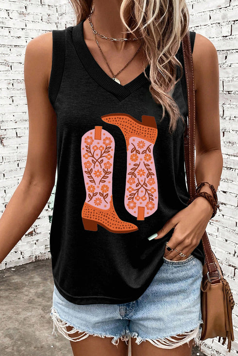 These Boots Are Made For Dancin Graphic V Neck Tank Top