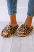 Thick Platform Faux Leather Wild Print Slip On Slippers
