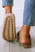 Thick Platform Faux Leather Wild Print Slip On Slippers
