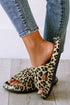 Thick Platform Faux Leather Wild Print Slip On Slippers