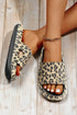 Thick Platform Faux Leather Wild Print Slip On Slippers