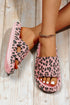 Thick Platform Faux Leather Wild Print Slip On Slippers