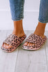 Thick Platform Faux Leather Wild Print Slip On Slippers