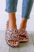 Thick Platform Faux Leather Wild Print Slip On Slippers