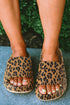 Thick Platform Faux Leather Wild Print Slip On Slippers